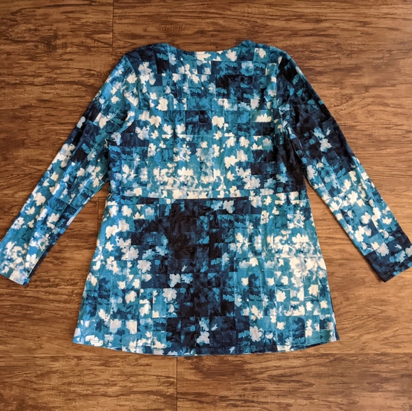 J. Jill Multi Color Blue Long Sleeve Tunic Top - Picture 3 of 10